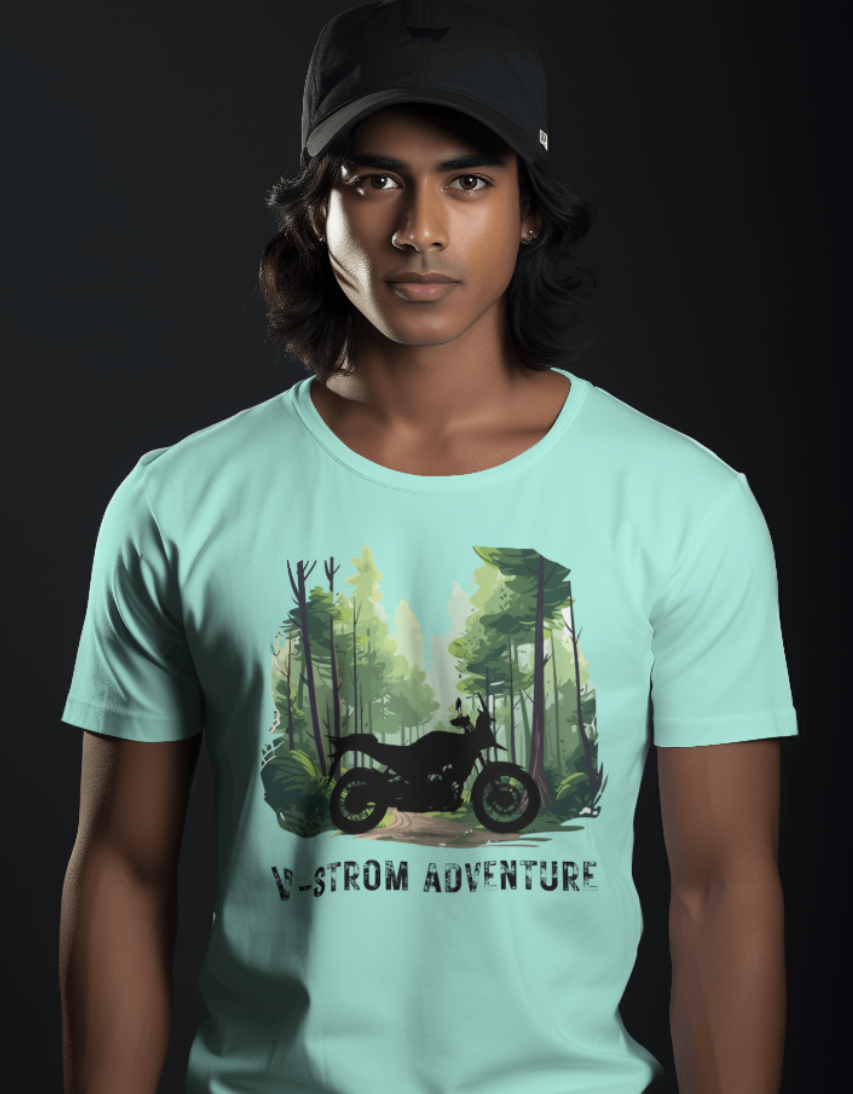 V Strom Adventure Unisex Round Neck Biker T-Shirt